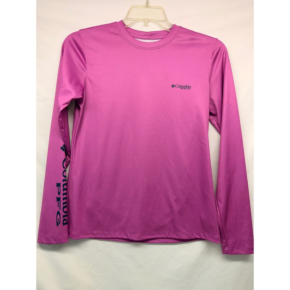 Columbia PFG Womens Long Sleeve Fishing Shirt Pink Graphic Tee FL1488 Small